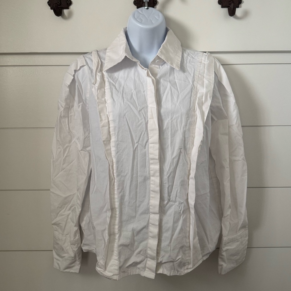 Commense White Dress Shirt with Tailored Fit and Professional Style, Women’s M